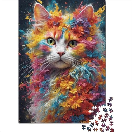 Kunstpuzzle für Erwachsene, 300 Teile, bunte Katzen, für Erwachsene, 300-teiliges Puzzle ganze Familie und die (15,75 x 11,02 Zoll) von JIANGENNF