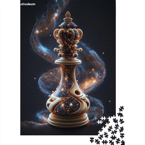 Kunstpuzzle für Erwachsene, 300 Teile, kosmisches Schach-Holzpuzzle für Erwachsene und Teenager, ganze Familie und die (Größe: 40x28cm) von JIANGENNF