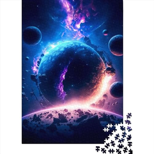 Kunstpuzzle für Erwachsene, 500 Teile, „Cosmic Collision“, Holzpuzzle für Erwachsene, Puzzle, nachhaltiges Puzzle für Erwachsene | Spiele (Größe: 52 x 38 cm) von JIANGENNF