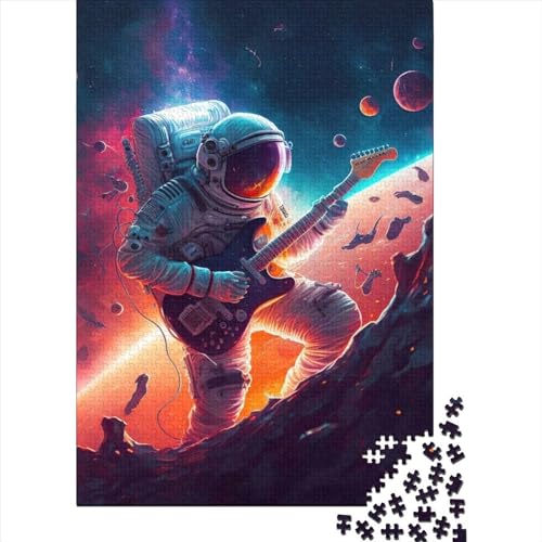 Kunstpuzzle für Erwachsene, 500 Teile, Astronaut spielt Gitarre, für Erwachsene, 500-teiliges Puzzle ganze Familie und die (20,47 x 14,96 Zoll) von JIANGENNF