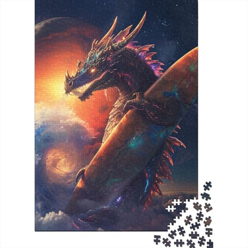 Kunstpuzzle für Erwachsene, 500 Teile, Fantasie-Puzzle mit fliegendem Drachen, Puzzle für Erwachsene und Teenager, Lernspielzeug, Familienspiele 20,47x14,96 Zoll von JIANGENNF