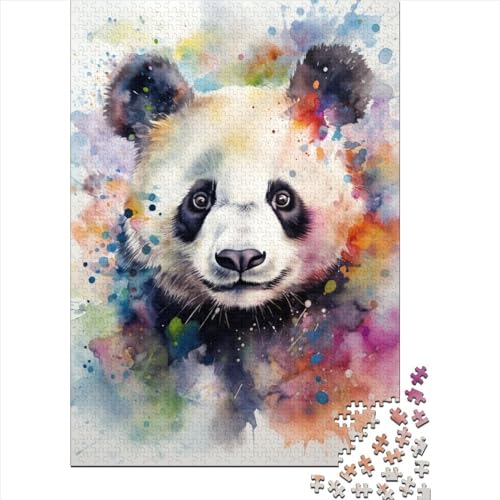 Kunstpuzzle für Erwachsene, 500 Teile, Panda-Holzpuzzle für Erwachsene, Puzzle, nachhaltiges Puzzle für Erwachsene | Spiele (Größe: 52 x 38 cm) von JIANGENNF
