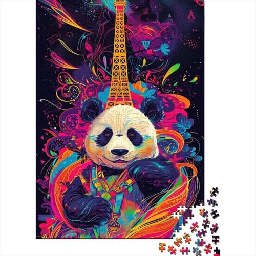 Kunstpuzzle für Erwachsene, 500 Teile, Tierpanda, Holzpuzzle, Puzzle für Erwachsene, Teenager, Lernspielzeug 20,47x14,96 Zoll von JIANGENNF