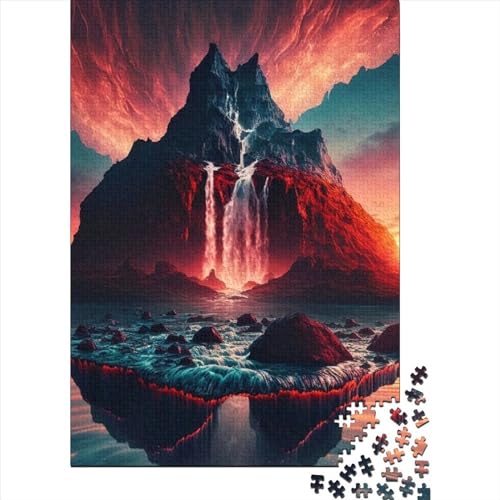 Kunstpuzzle für Erwachsene, 500 Teile, Wasserfälle in den Wolken, lustige Puzzles für Erwachsene, 500-teiliges großes Holzpuzzle für Erwachsene (Größe 20,47 x 14,96 Zoll) von JIANGENNF