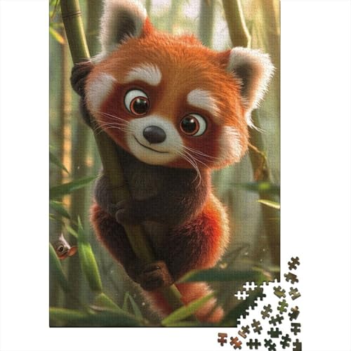 Kunstpuzzle für Erwachsene, 500 Teile, farbenfrohes rotes Panda-Holzpuzzle, Erwachsenenpuzzle, Weihnachtsgeburtstagsgeschenk für Erwachsene und Teenager 20,47x14,96 Zoll von JIANGENNF