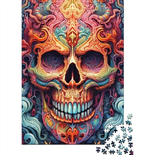 Kunstpuzzle für Erwachsene, 500 Teile, magischer Totenkopf, Holzpuzzle, Puzzle für Erwachsene und Jugendliche, Lernspielzeug 20,47x14,96 Zoll von JIANGENNF