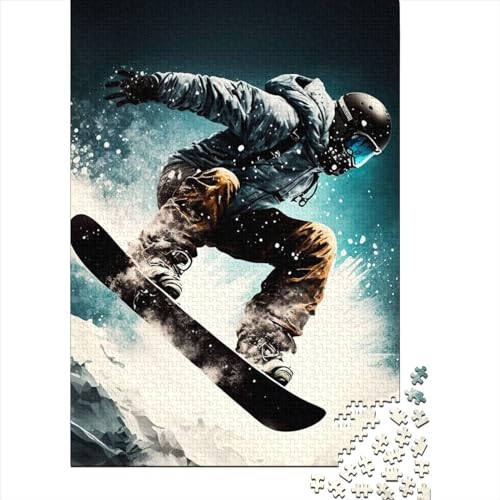 Kunstpuzzle für Erwachsene 1000 Teile Snowboard-Holzpuzzle Puzzle für Erwachsene für anspruchsvolles Puzzlespiel und Familienspiel 75x50cm von JIANGENNF