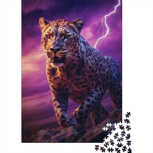 Kunstpuzzle für Erwachsene 300 Teile Blitzleoparden für Erwachsene 300-teiliges Puzzle Entspannungspuzzlespiele-Denkspiel 40x28cm von JIANGENNF