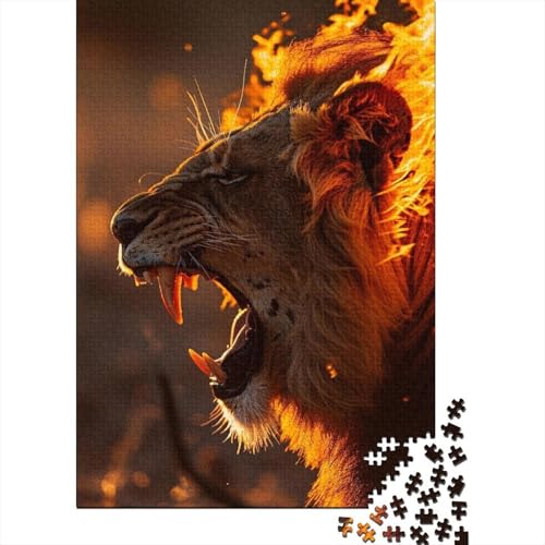 Kunstpuzzle für Erwachsene 300 Teile Feuerlöwe für Erwachsene 300-teiliges Puzzle Entspannungspuzzlespiele-Denkspiel 40x28cm von JIANGENNF