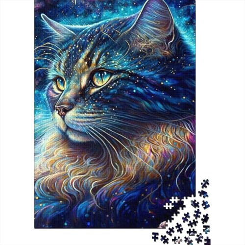 Kunstpuzzle für Erwachsene 300 Teile Kunst Bunte Katzen für Erwachsene 300-teiliges Puzzle Entspannungspuzzlespiele-Denkspiel 40x28cm von JIANGENNF