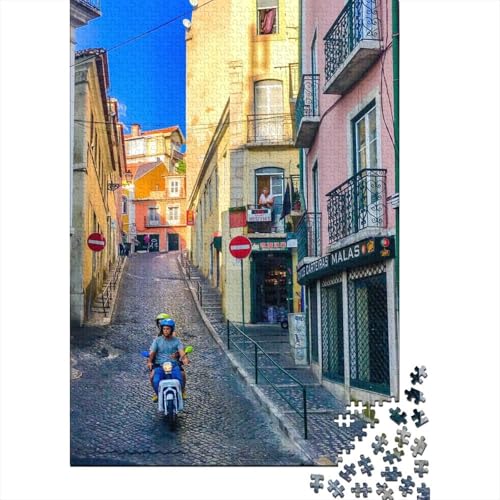 Kunstpuzzle für Erwachsene 500 Teile, Straße von Lissabon für Erwachsene, 500 Teile, Puzzlegeschenke, Lernspielzeug, Familienspiele (Größe 52x38cm) von JIANGENNF