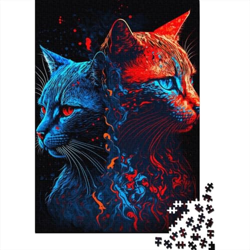 Kunstpuzzle für Erwachsene 500 Teile Katzen-Gegenteil für Erwachsene 500-teiliges Puzzle Entspannungspuzzlespiele-Denkspiel 52x38cm von JIANGENNF