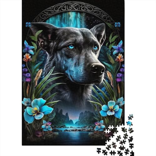 Kunstpuzzle für Erwachsene 500 Teile Schwarzer Hund im Dschungel für Erwachsene 500-teiliges Puzzle Entspannungspuzzlespiele-Denkspiel 52x38cm von JIANGENNF