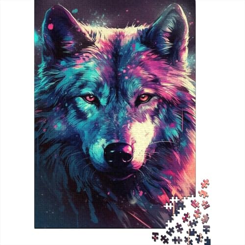 Kunstpuzzle für Erwachsene 500 Teile Wolf für Erwachsene 500-teiliges Puzzle Entspannungspuzzlespiele-Denkspiel 52x38cm von JIANGENNF