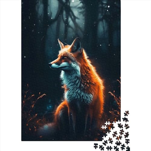 Leuchtendes Puzzle „Fuchs“ für Erwachsene und Teenager, schwierige und anspruchsvolle Puzzles mit 300 Teilen für anspruchsvolle Puzzlespiele und Familienspiele (Größe: 40 x 28 cm) von JIANGENNF