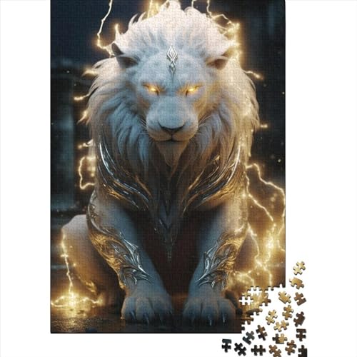 Lightning Lions Puzzle 1000 Teile für Erwachsene und Jugendliche aus Holz, Puzzles für Erwachsene und Jugendliche, anspruchsvolles Spiel, Geschenke, 75 x 50 cm von JIANGENNF