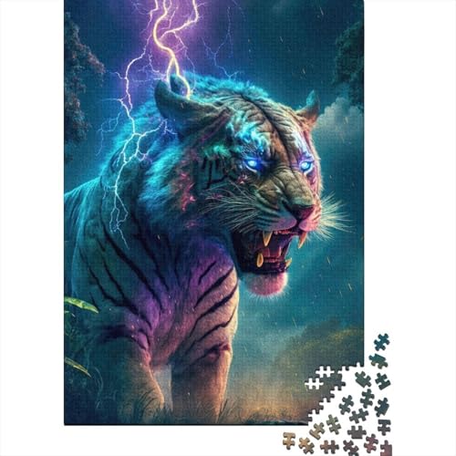 Lightning Tiger Puzzle 300 Teile für Erwachsene und Jugendliche von für Erwachsene. Schwierige Puzzles. Puzzles für Erwachsene. Lernspiel. Herausforderungsspielzeug (Größe 40x28cm) von JIANGENNF