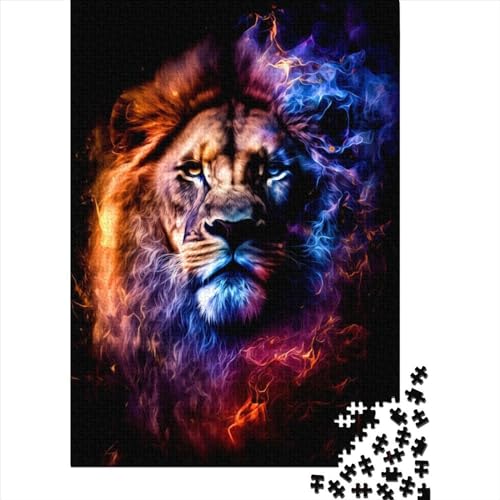 Löwen-Holzpuzzle für Erwachsene und Jugendliche, 500 Teile, Puzzle für Erwachsene und Jugendliche, Entspannungspuzzle, Spiele, Denksportaufgaben (52 x 37 cm) von JIANGENNF