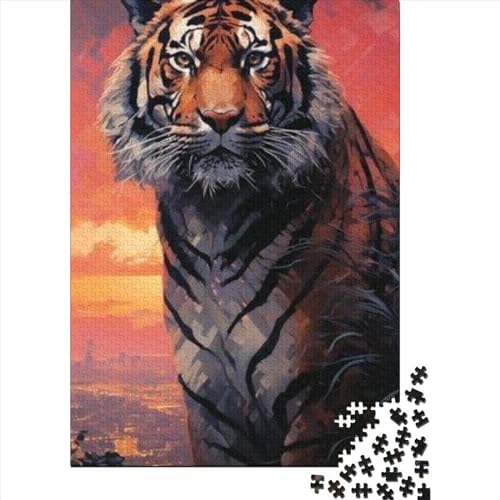 Lustiges Tiger-Puzzle für Erwachsene, 500-teiliges Puzzle für Erwachsene, 500-teiliges Puzzle, ganze Familie und die (Größe 52 x 38 cm) von JIANGENNF