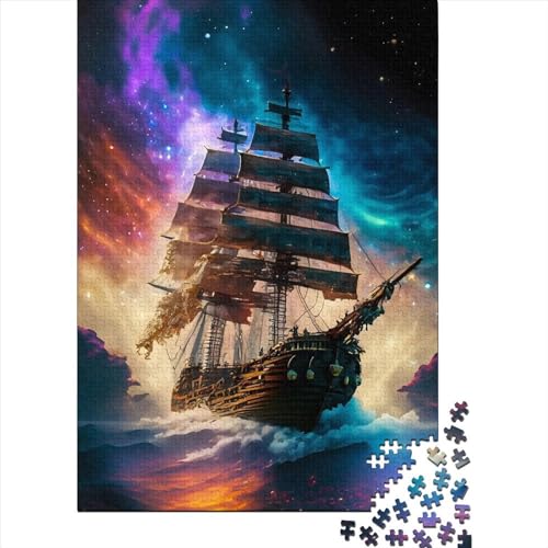 Magisches Piratenschiff, Holzpuzzle für Erwachsene, Puzzle-Kunst, Puzzle für Erwachsene, 1000 Teile, nachhaltiges Puzzle für Erwachsene, 75 x 50 cm von JIANGENNF