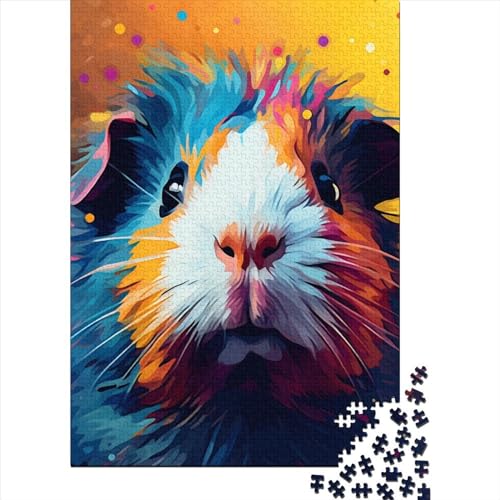 Meerschweinchen-Farbpuzzle aus Holz für Erwachsene und Jugendliche, 500 Teile, Puzzle für Erwachsene und Jugendliche, Entspannungspuzzle, Spiele, Denksportaufgaben (52 x 37 cm) von JIANGENNF