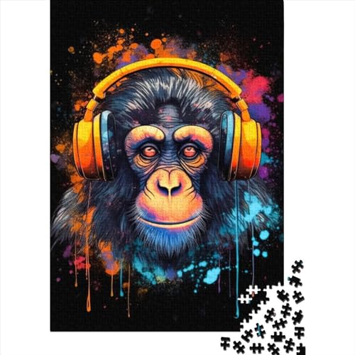 Monkey Dj Musik für Erwachsene 500 Teile Puzzle Geschenke 500 Teile Puzzle für Erwachsene Teenager Stressabbau Schwierige Herausforderung 52x38cm von JIANGENNF