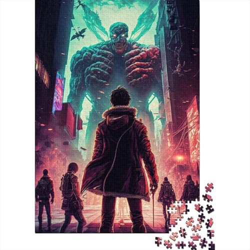 Monster Invasion Holzpuzzle Puzzle für Erwachsene und Jugendliche, 300 Teile, Puzzle für Erwachsene und Jugendliche, Puzzle für Erwachsene, Lernspiel, Herausforderungsspielzeug, 40x28cm von JIANGENNF