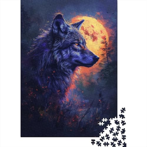 Moon Wolf Holzpuzzle für Erwachsene und Teenager, schwierige, anspruchsvolle Puzzles, 1000-teiliges Puzzle für Erwachsene, Lernspiel, Herausforderungsspielzeug 29,53x19,69 Zoll von JIANGENNF