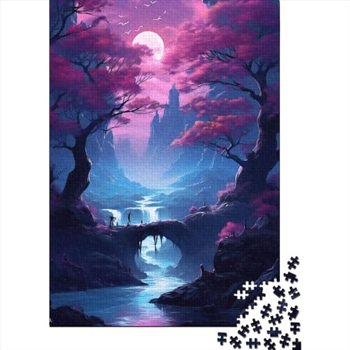 Nachtbrücke Holzpuzzle Puzzles für Erwachsene Teenager 500 Teile Puzzle Geschenke Ganze Familie Und Die (Size : 52x38cm) von JIANGENNF