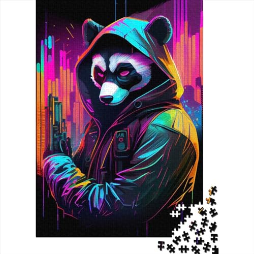 Neon-Panda-Puzzle, 1000 Teile, Puzzle für Erwachsene und Teenager, Puzzle für Erwachsene und Teenager, lustige Familienpuzzles für Erwachsene, 75 x 50 cm von JIANGENNF