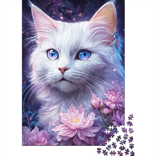 Niedliches Katzen-Animations-Puzzle aus Holz für Erwachsene, Puzzle-Spielzeug, 1000-teiliges Puzzle für Erwachsene Teenager, Puzzle – anspruchsvolles Spiel (Größe: 75 x 50 cm) von JIANGENNF