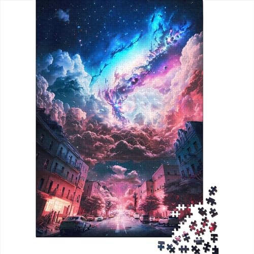 Night Dream City Galaxy Puzzles für Erwachsene, 300 Holzpuzzles, Puzzles für Erwachsene, Teenager, Puzzles für Erwachsene, Lernspiel, Herausforderungsspielzeug, 40 x 28 cm von JIANGENNF