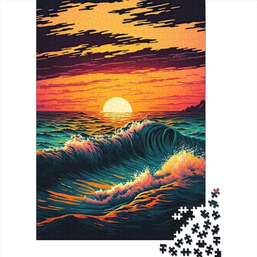 Ozeanwellen-Puzzle, 300 Teile, für Erwachsene und Jugendliche, aus Holz, Puzzle für Erwachsene und Jugendliche, anspruchsvolles Spiel, Geschenke, 40 x 28 cm von JIANGENNF