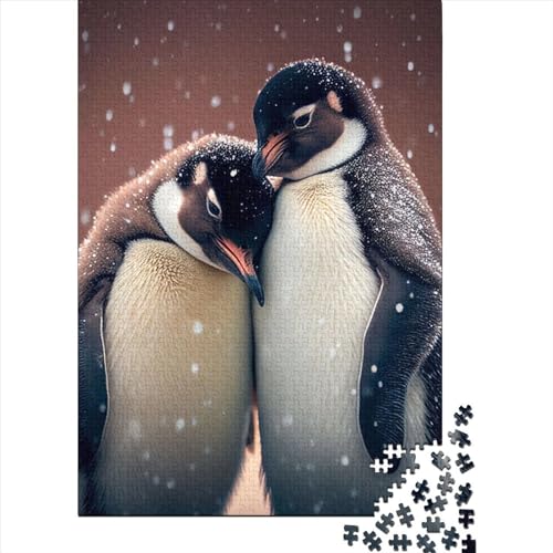 Pinguin-Kuscheltier-Holzpuzzle für Erwachsene, Puzzle-Kunst, Puzzles für Erwachsene, 500 Teile, interessantes Puzzle zur Stressreduzierung, 52 x 38 cm von JIANGENNF