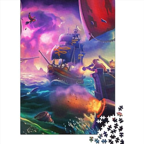 Piraten-Puzzle aus Holz, Puzzle für Erwachsene und Jugendliche, 300-teiliges Puzzle für Erwachsene und Jugendliche, anspruchsvolles Spiel (Größe: 40 x 28 cm) von JIANGENNF