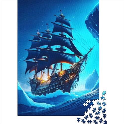 Piratenschiff-Puzzle aus Holz, Puzzle für Erwachsene, Teenager, Puzzle für Erwachsene, 300 Teile, großes Holzpuzzle für Erwachsene (Größe 15,75 x 11,02 Zoll) von JIANGENNF