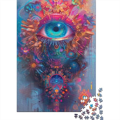 Psychedelische Augen-Puzzles für Erwachsene Teenager, 300-teiliges Puzzle für Erwachsene und Teenager, entspannendes, intellektuelles Lernspielzeug (Größe 40x28cm) von JIANGENNF