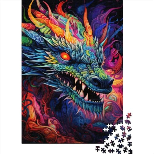 Psychedelischer Drachen-Kunst-Holzpuzzle für Erwachsene und Teenager, 500 Teile, Puzzle für Erwachsene, Geschenke, Familienspiele, Weihnachts- und Geburtstagsgeschenke 20,47x14,96 Zoll von JIANGENNF