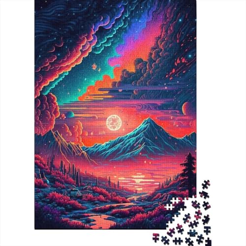 Psychedelischer Sternenhimmel, Holzpuzzle für Erwachsene, Puzzlespielzeug, 1000 Teile, Puzzle für Erwachsene, Puzzles als Geschenke für die ganze Familie und die 29,53x19,69 Zoll von JIANGENNF