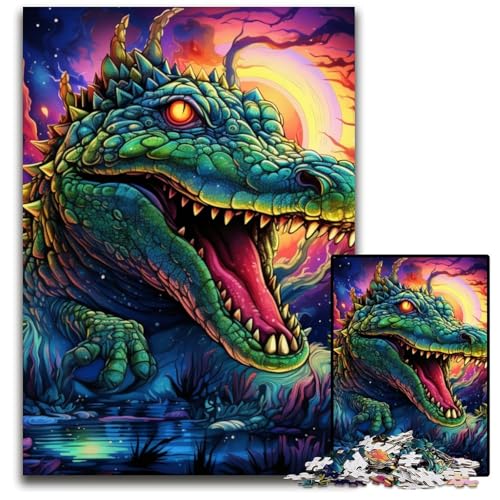 Psychedelisches Nilkrokodil-Puzzle, 1000 Teile, für Erwachsene, Puzzle für Erwachsene, Familienspaß, Gehirntraining, Teenager, 26x38cm/10,23x14,96 Zoll Psychedelisches Nilkrokodil-Puzzle, 1000 Teile, für Erwachsene, Puzzle für Erwachsene, Familienspaß, Gehirntraining, Teenager, 26x38cm/10,23x14,96 Zoll von JIANGENNF