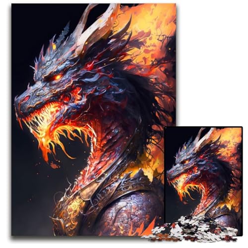 Puzzle 1000 Teile „Drache in Flammen“, Puzzle für Erwachsene zur Heimdekoration, ideales Weihnachts- und Neujahrsgeschenk für Teenager, 26x38cm/10,23x14,96 Zoll Puzzle 1000 Teile „Drache in Flammen“, Puzzle für Erwachsene zur Heimdekoration, ideales Weihnachts- und Neujahrsgeschenk für Teenager, 26x38cm/10,23x14,96 Zoll von JIANGENNF