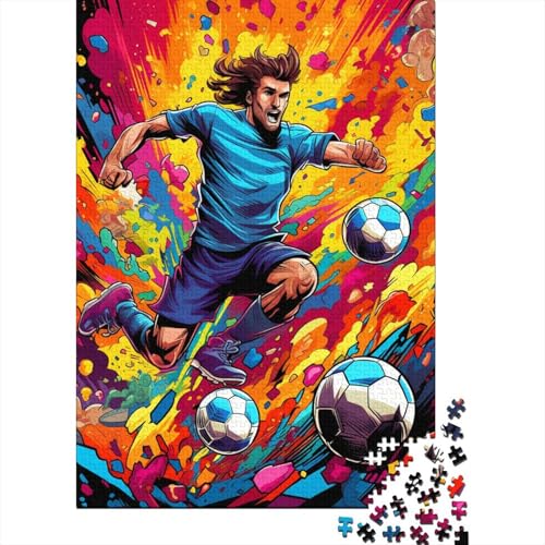 Puzzle 1000 Teile für Erwachsene, Fußball-Sport, Holzpuzzle für Erwachsene, Puzzlespielzeug, Lernspiele, Heimdekorationspuzzle. (Größe 75x50cm) von JIANGENNF