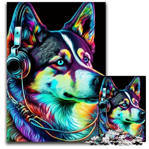 Puzzle 1000 Teile für Erwachsene, Husky-Kopfhörer, unmögliches Puzzle für Erwachsene, Heimdekoration und Urlaubsspaß, 26x38cm/10,23x14,96 Zoll Puzzle 1000 Teile für Erwachsene, Husky-Kopfhörer, unmögliches Puzzle für Erwachsene, Heimdekoration und Urlaubsspaß, 26x38cm/10,23x14,96 Zoll von JIANGENNF