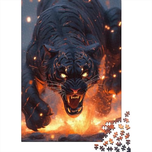 Puzzle 1000 Teile für Erwachsene, Vulkantiger, lustige Puzzles für Erwachsene, 1000-teiliges Holzpuzzle für Erwachsene und Teenager, 75 x 50 cm von JIANGENNF