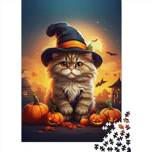 Puzzle 300 Teile für Erwachsene, süßes Kätzchen-Halloween-Puzzle für Holzbrett-Puzzle, Lernspiel, Herausforderungsspielzeug, Größe: 40 x 28 cm von JIANGENNF