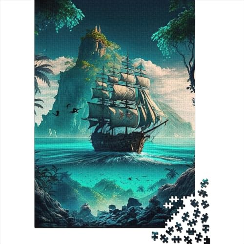 Puzzle 500 Teile für Erwachsene, Piratenschiff-Landschaft, Puzzle für Erwachsene und Teenager, Puzzle für Erwachsene, Lernspiel, Herausforderungsspielzeug, 52 x 38 cm von JIANGENNF