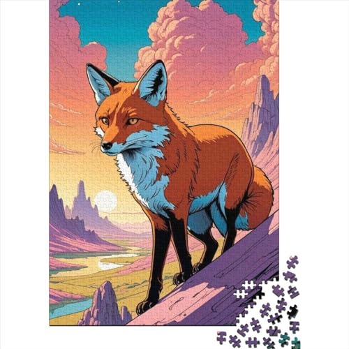 Puzzle für Erwachsene, 1000 Teile, Tier-Fuchs, Holzpuzzle, Puzzle für Erwachsene, Teenager, Familienspiele, Weihnachts- und Geburtstagsgeschenke, 75 x 50 cm von JIANGENNF