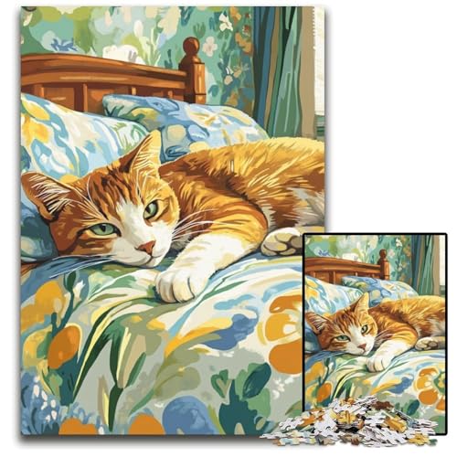 Puzzle für Erwachsene, 1000-teiliges Holzpuzzle mit schlafender Katze, Denksportaufgabe, Teenager und Heimdekoration, 50x75cm Puzzle für Erwachsene, 1000-teiliges Holzpuzzle mit schlafender Katze, Denksportaufgabe, Teenager und Heimdekoration, 50x75cm von JIANGENNF