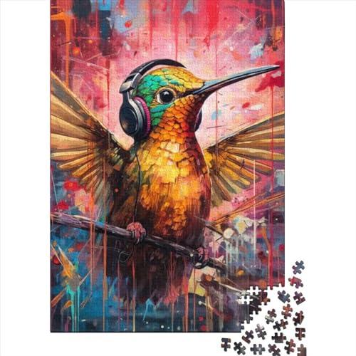 Puzzle für Erwachsene, 300 Teile, Kolibri-Kopfhörer, Puzzles für Erwachsene, Teenager, Lernspiele, Heimdekorationspuzzle (Größe: 40 x 28 cm) von JIANGENNF