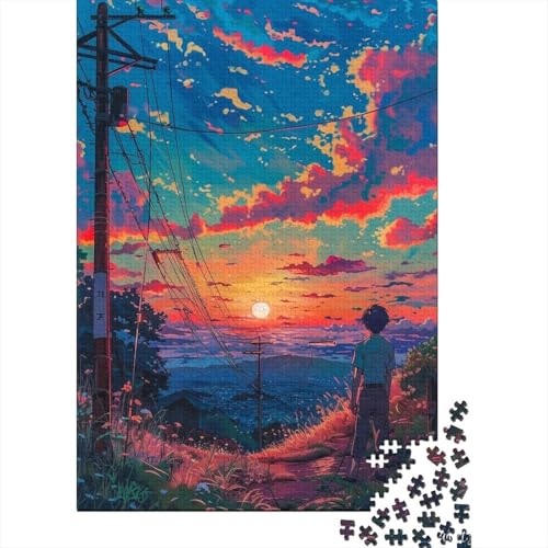 Puzzle für Erwachsene, 300 Teile, Sommersonnenuntergang, Holzpuzzle für Erwachsene und Teenager, zum Stressabbau, zum Zeitvertreib zu Hause 15,75x11,02 Zoll von JIANGENNF